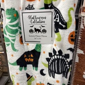 Halloween Dinosaur Fleece Throw Blanket
